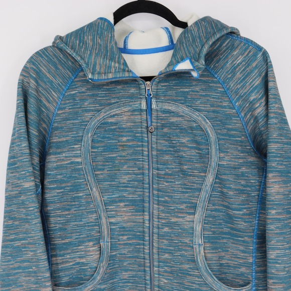 Lululemon Scuba Hoodie Sz 12 Wee Are From Space Printed Polar Cream Blue Sporty - Picture 2 of 7
